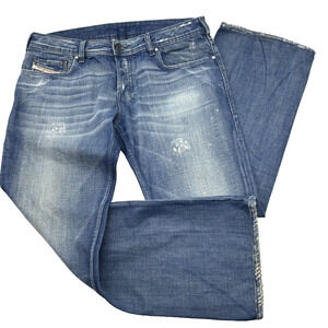 2005 Diesel Industry ZATHAN Med Wash Distressed Button Fly Jean 36x32 Italy Made